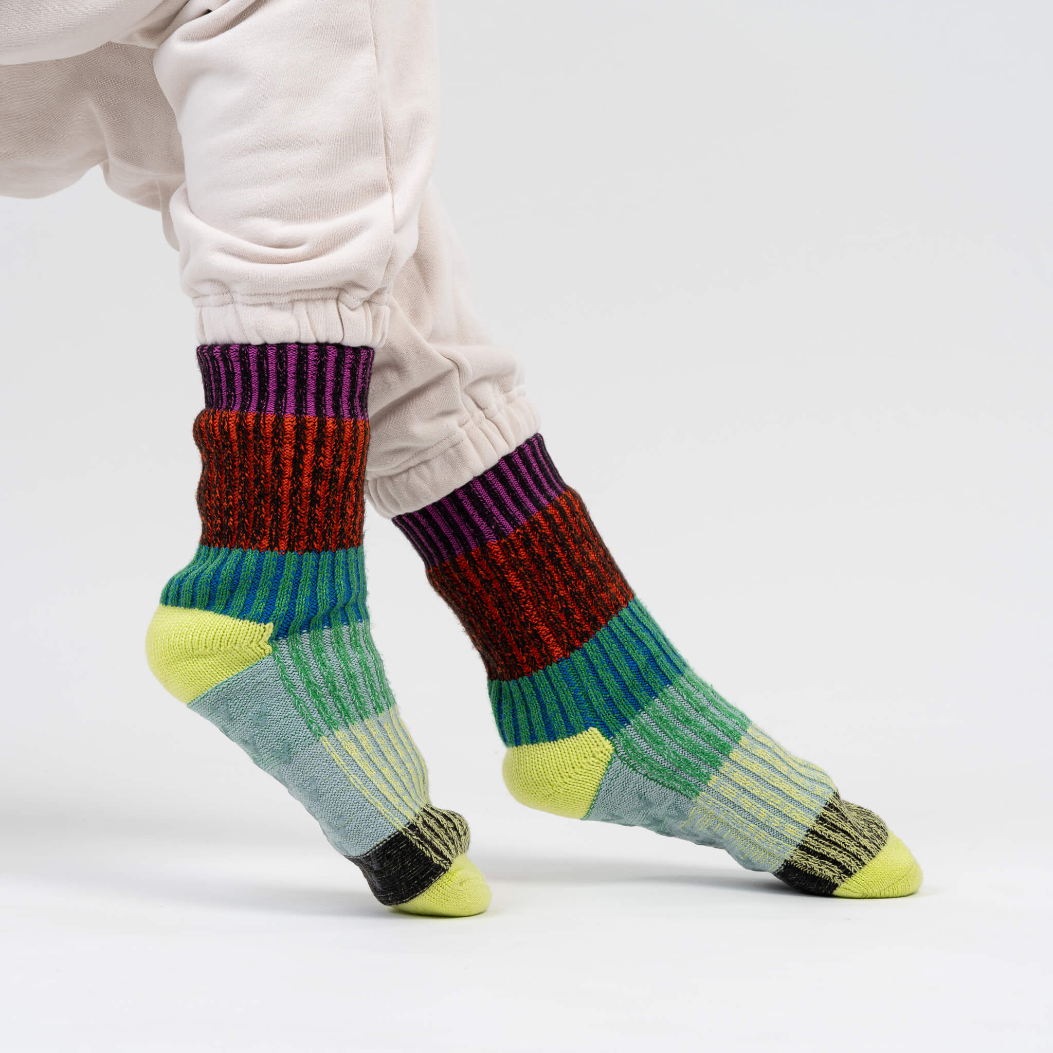 Lime Cobalt Mosaic House Socks - Image 3