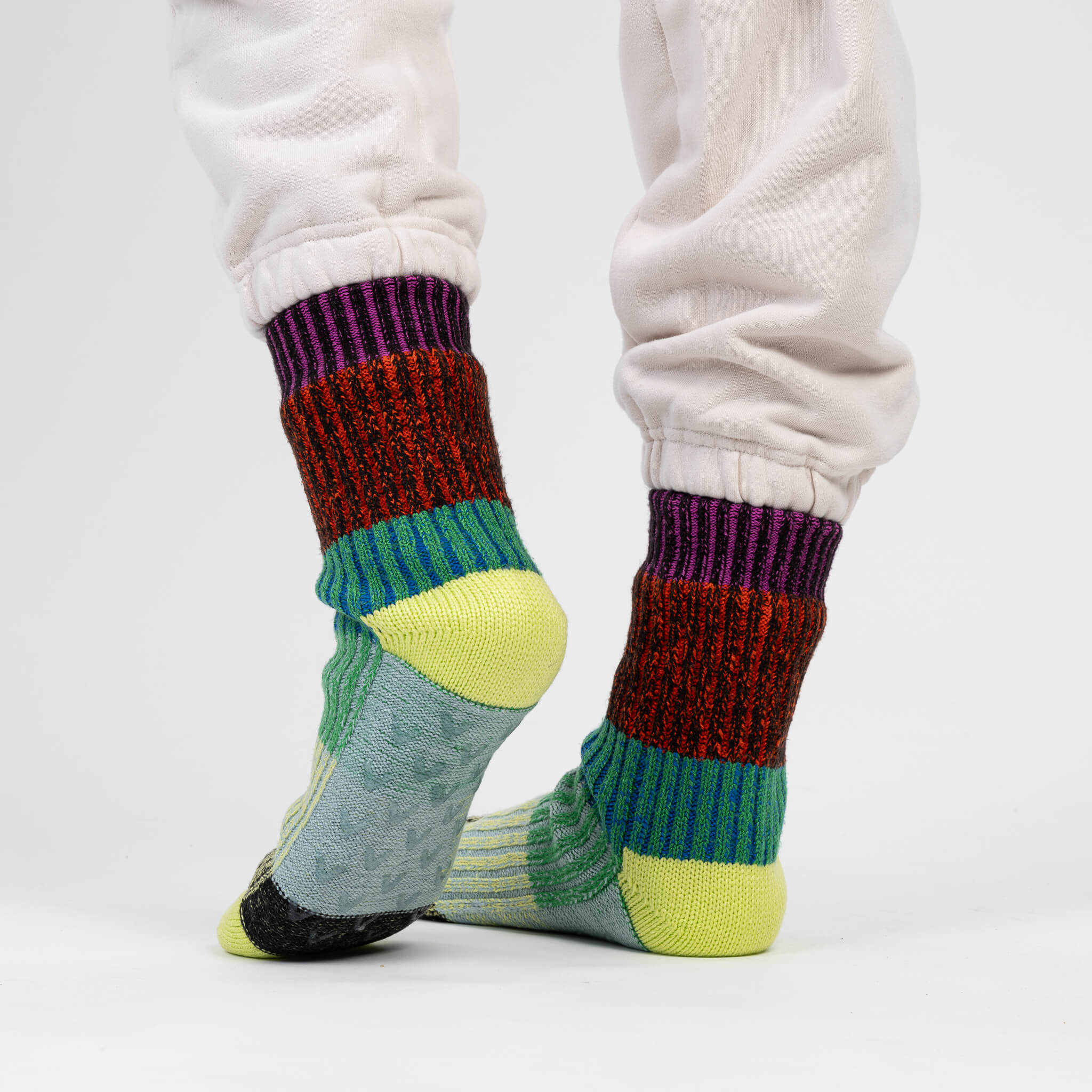 Lime Cobalt Mosaic House Socks - Image 4