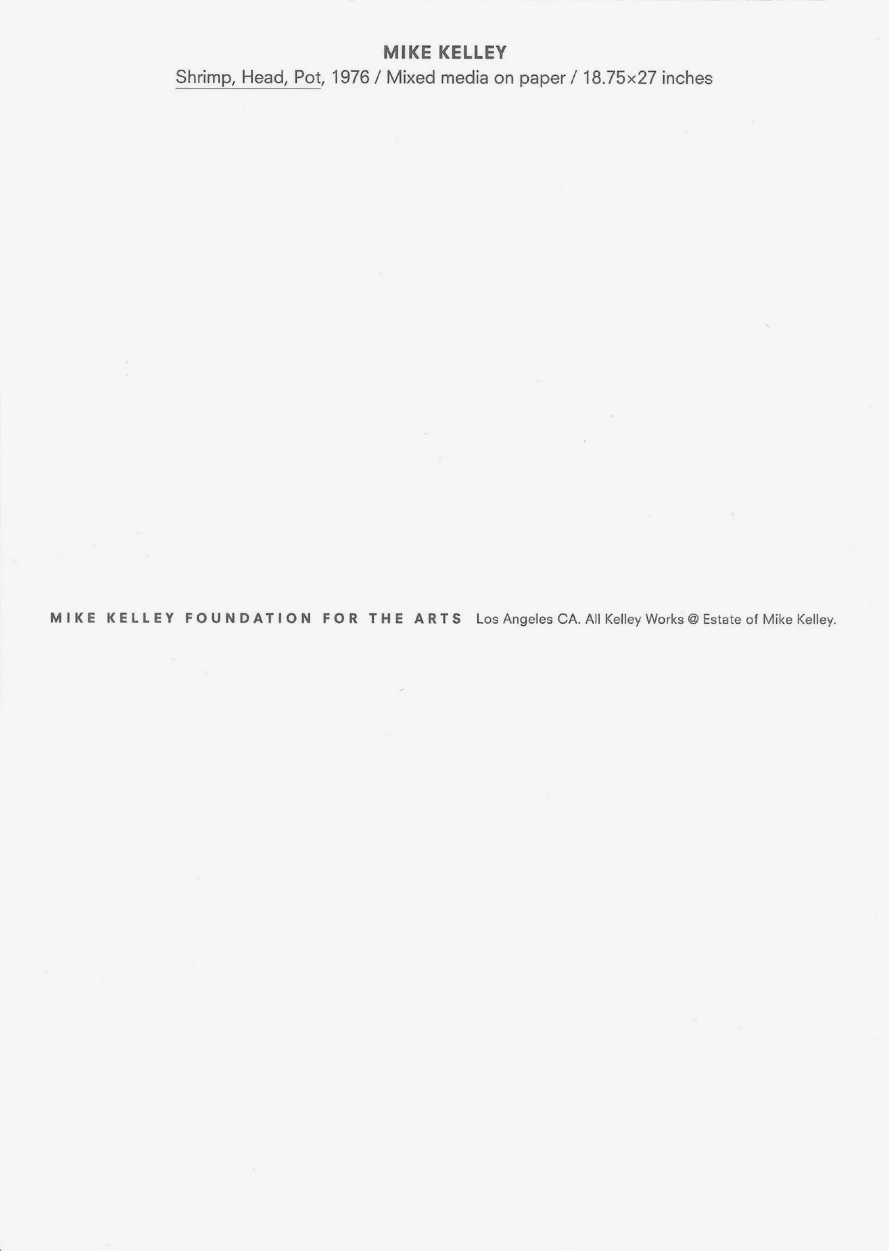 Mike Kelley: Postcard (Shrimp, Head, Pot) - Image 2