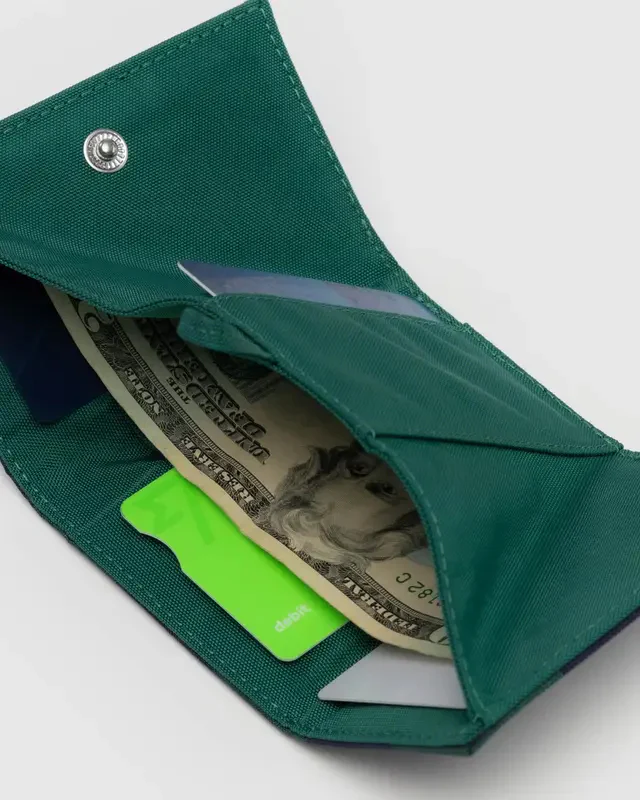 Navy Green Check Snap Wallet - Image 3
